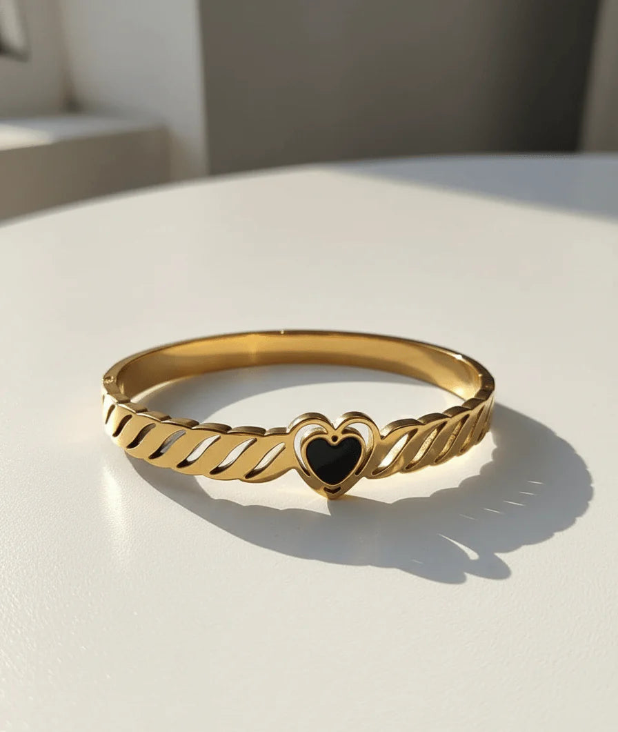 Golden Heartline Bangle